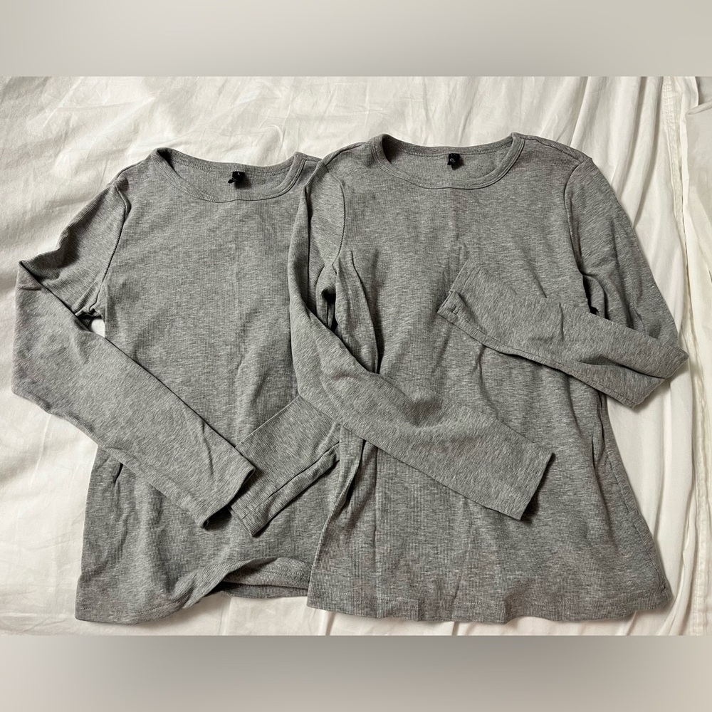Gray ribbed tops